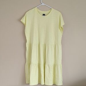 XL Tall Gap Tiered Solid Yellow Dress